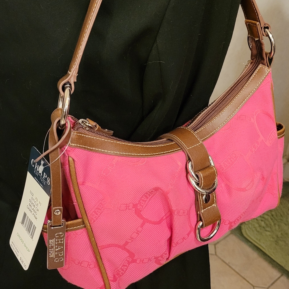 Vintage Ralph Lauren Chaps Milano Dark Pink Equestrian Buckle Purse New With Tag - Picture 5 of 16